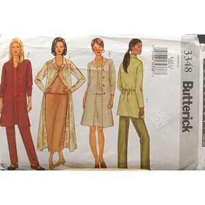 Butterick 3348 Womens Sewing Pattern For Long Jacket Dress Pants & Top Sizes 8-1